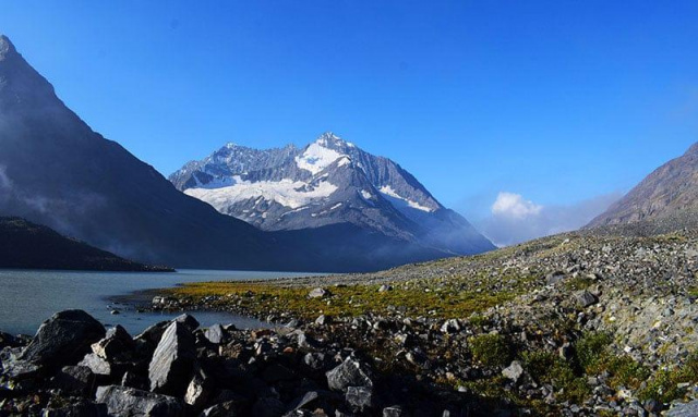 Mountain lake Laspur Trek