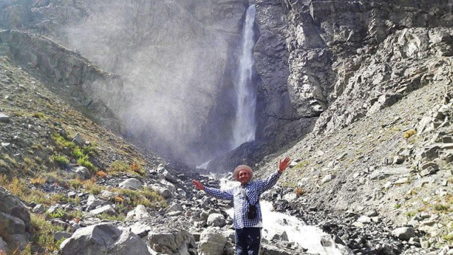 Shams and waterfall Laspur Trek