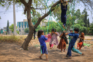 Chitral Gilgit Baltistan kids spring playing