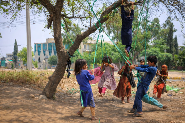Chitral Gilgit Baltistan kids spring playing