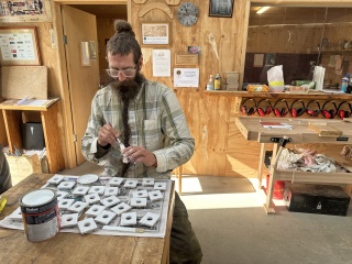James Bunker making nesting boxes