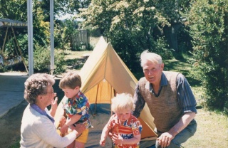Mum and Dad looking after boys Wesley vale farm Christine Milne
