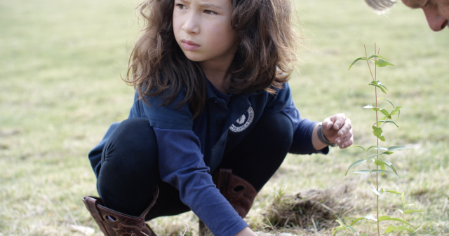 Planiting with the kids on Bruny